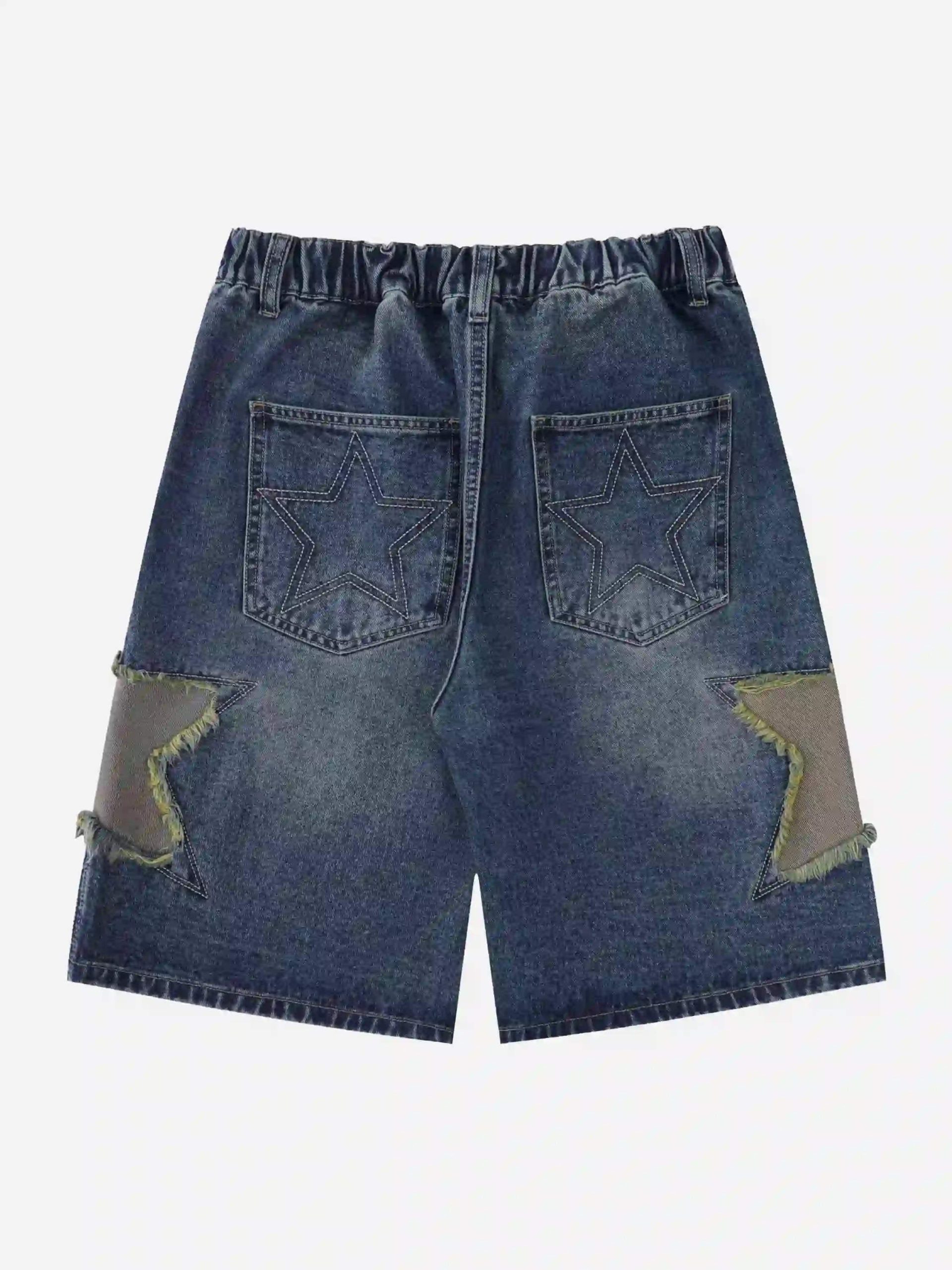 Concert Outfit American Retro Patchwork Denim Shorts Concert Outfit American Retro Patchwork Denim Shorts