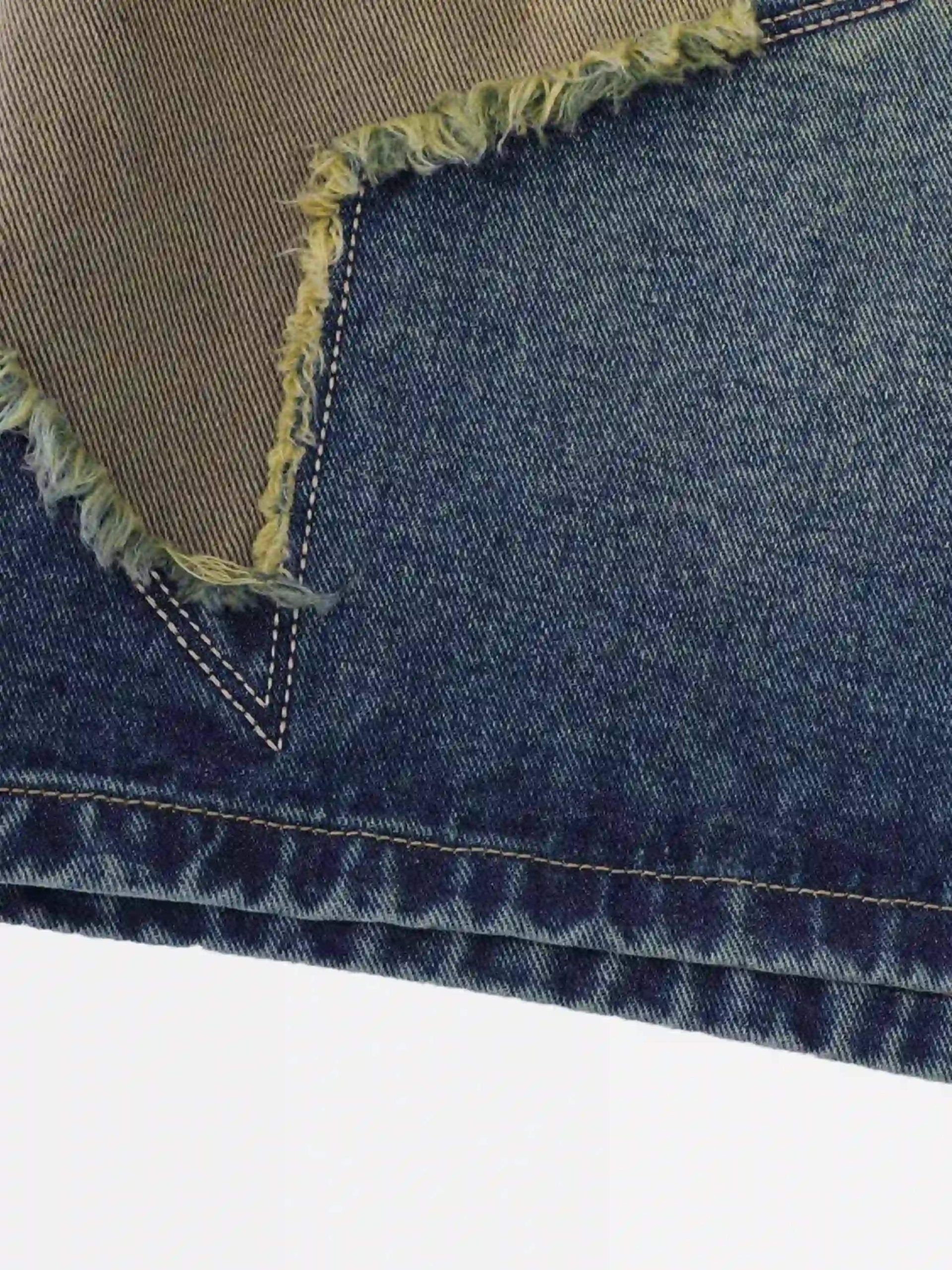 Concert Outfit American Retro Patchwork Denim Shorts Concert Outfit American Retro Patchwork Denim Shorts