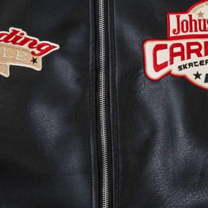 Concert Outfit American Retro Patchwork Motorcycle Jacket