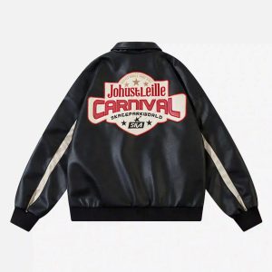 Concert Outfit American Retro Patchwork Motorcycle Jacket