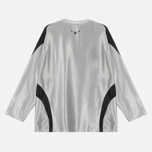 Concert Outfit American Retro Patchwork Print Long-Sleeved T-Shirt