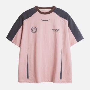 Concert Outfit American Retro Patchwork Print T-Shirt