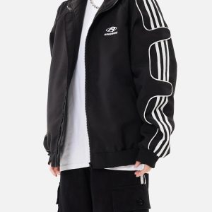 Concert Outfit American Retro Patchwork Sports Jacket