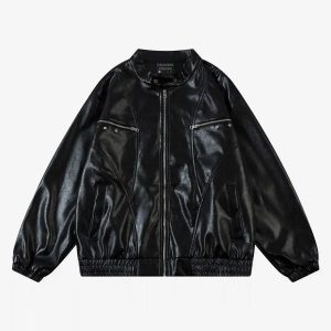 Concert Outfit American Retro Script Embroidered Motorcycle Jacket