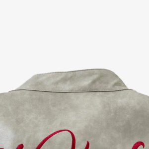 Concert Outfit American Retro Script Embroidered Motorcycle Jacket