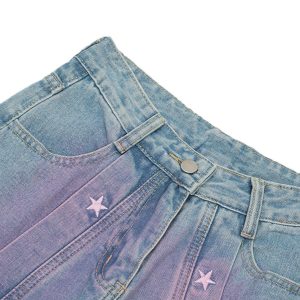 Concert Outfit American Retro Spray-Painted Star Embroidered Jeans