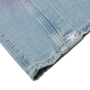 Concert Outfit American Retro Spray-Painted Star Embroidered Jeans