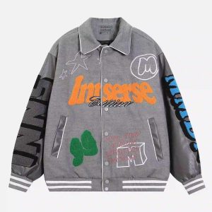 Concert Outfit American Retro Woolen Baseball Jacket