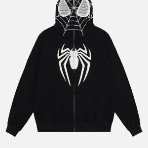 Concert Outfit American Spider Towel Embroidery Cardigan Hoodie