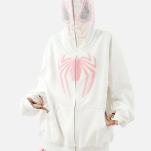 Concert Outfit American Spider Towel Embroidery Cardigan Hoodie