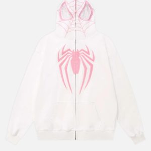 Concert Outfit American Spider Towel Embroidery Cardigan Hoodie