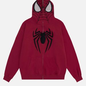 Concert Outfit American Spider Towel Embroidery Cardigan Hoodie