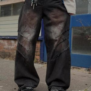 Concert Outfit American Street Fashion Heavy Industry Washed Jeans