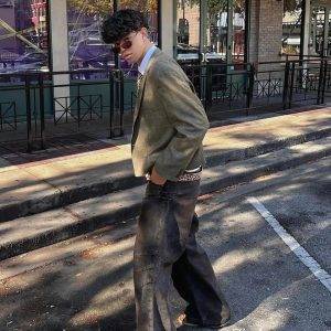 Concert Outfit American Street Fashion Heavy Industry Washed Jeans