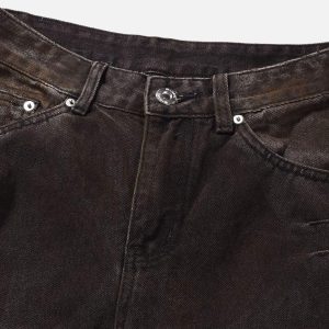 Concert Outfit American Street Fashion Heavy Industry Washed Jeans