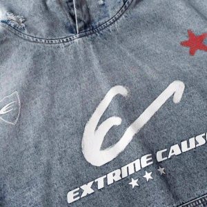 Concert Outfit American Street Gradient Denim Hoodie