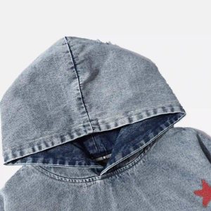Concert Outfit American Street Gradient Denim Hoodie