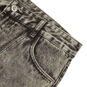 Concert Outfit American Street Style Washed Distressed Work Jeans