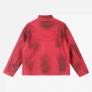 Concert Outfit American Style 3D Embroidery Spray Color Motorcycle Jacket