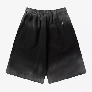 Concert Outfit American Style Distressed Gradient Print Shorts