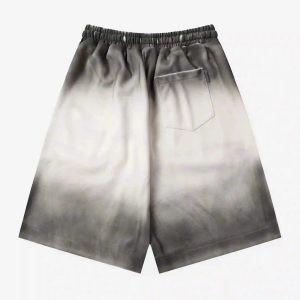 Concert Outfit American Style Distressed Gradient Print Shorts