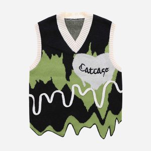 Concert Outfit American Style Graffiti Love Sweater Vest