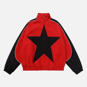 Concert Outfit American Style Patchwork Five-Pointed Star Jacket