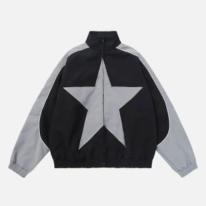 Concert Outfit American Style Patchwork Five-Pointed Star Jacket