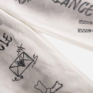 Concert Outfit American Style Spray Painted Letters Washed Casual Sweatpants