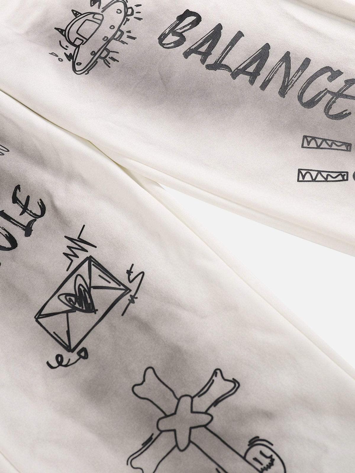 Concert Outfit American Style Spray Painted Letters Washed Casual Sweatpants Concert Outfit American Style Spray Painted Letters Washed Casual Sweatpants