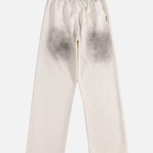 Concert Outfit American Style Spray Painted Letters Washed Casual Sweatpants