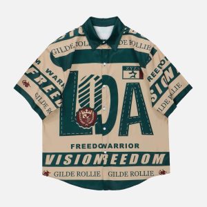 Concert Outfit American Style Vintage Print Shirt