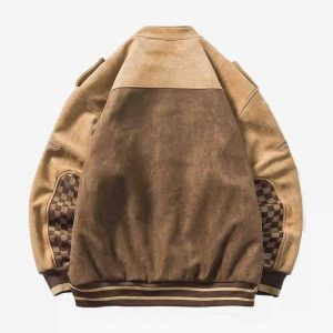 Concert Outfit American Vintage Checkerboard Patchwork Jacket