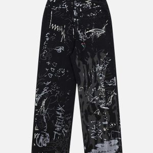 Concert Outfit Americana Graffiti Letter Print Jeans