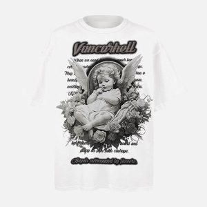 Concert Outfit Angel Print Oversized T-Shirt
