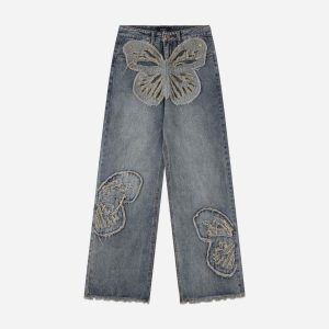 Concert Outfit Appliqued Butterfly Embroidered Jeans
