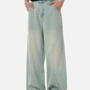 Concert Outfit Arc Patchwork Washed Loose Jeans