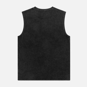 Concert Outfit Art Letter Washed Distressed Vest