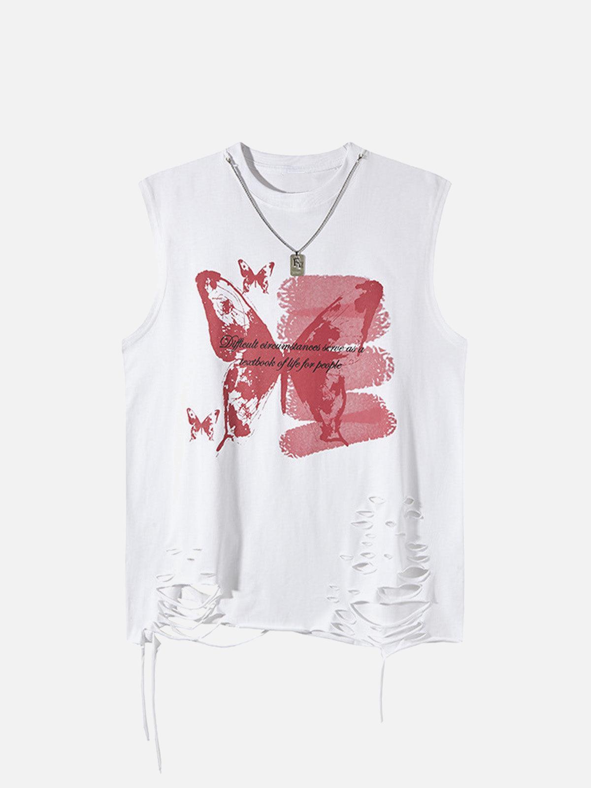 Concert Outfit Asymmetric Distressed Graffiti Chain Vest Concert Outfit Asymmetric Distressed Graffiti Chain Vest