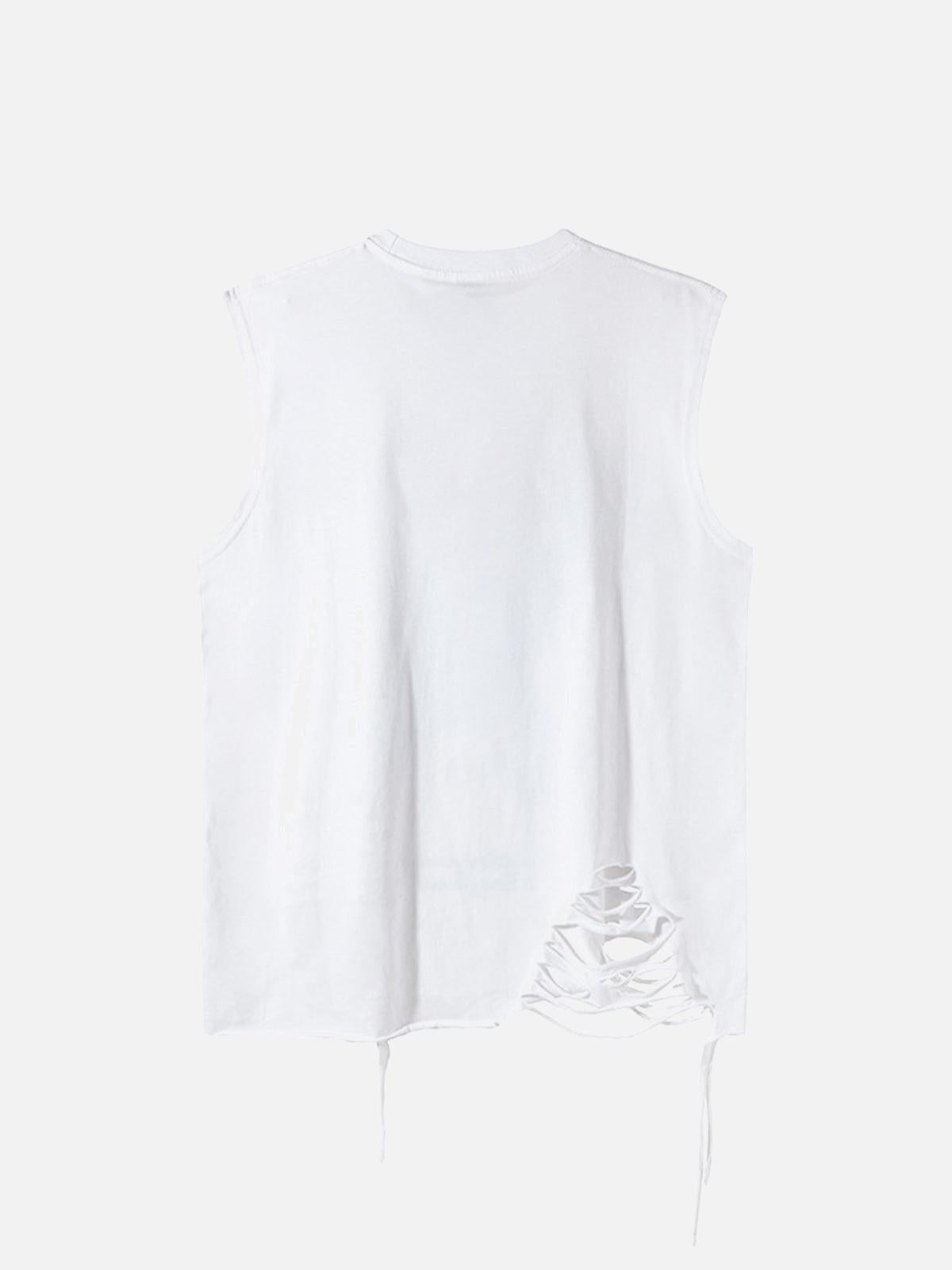 Concert Outfit Asymmetric Distressed Graffiti Chain Vest Concert Outfit Asymmetric Distressed Graffiti Chain Vest