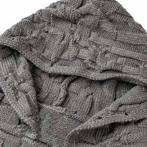 Concert Outfit Asymmetric Irregular Knitted Sweater Hoodie