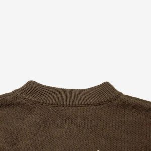 Concert Outfit Asymmetric Jacquard Stitching With Two-Way Zipper Sweater