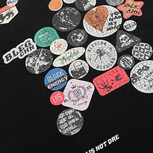 Concert Outfit Badge Print Distressed Short Sleeve T-Shirt