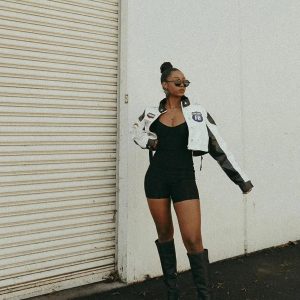 Concert Outfit Badge Short PU Leather Racing Jacket