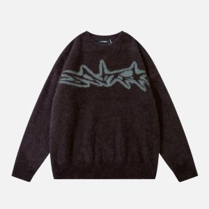 Concert Outfit Barbed Jacquard Knitted Sweater