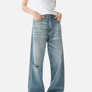 Concert Outfit Basic Distressed Loose Jeans