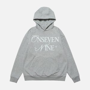 Concert Outfit Basic Letter Print Fleece Hoodie