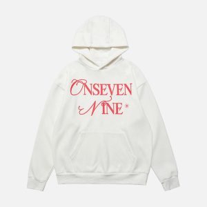Concert Outfit Basic Letter Print Fleece Hoodie