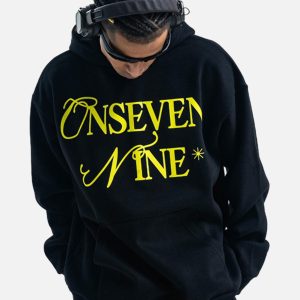 Concert Outfit Basic Letter Print Fleece Hoodie