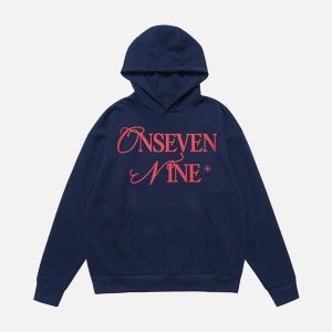 Concert Outfit Basic Letter Print Fleece Hoodie